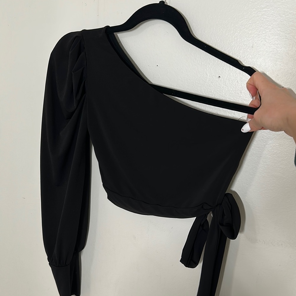 Topshop off the shoulder black blouse top